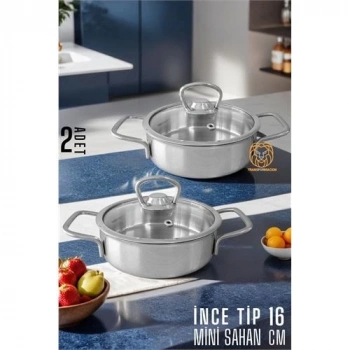 ÇOK SATAN BX Mini Kapaklı Sahan Tencere 2 ADET Çelik 16 cm