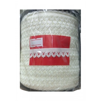 ÇOK SATAN Çamaşır Lastiği Dantelli 1 cm 1 Metre Ekru