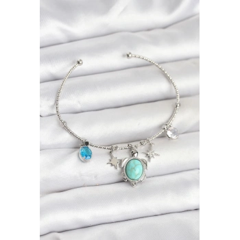 ÇOK SATAN Caretta Caretta Charmlı Gümüş Renk Kadın Bileklik