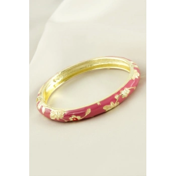 ÇOK SATAN Çiçek İşlemeli Mineli Kelepçe Bileklik