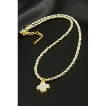 ÇOK SATAN Çiçek Sedef Kristal Kolye