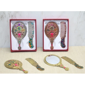 ÇOK SATAN Çiçekli Ayna Ve Tarak Seti Küçük Boy