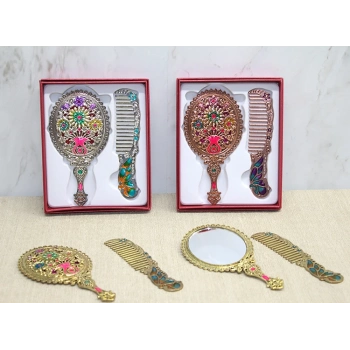 ÇOK SATAN Çiçekli Ayna Ve Tarak Seti Küçük Boy