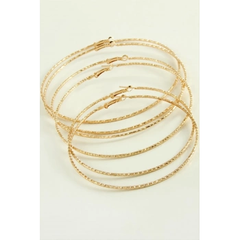 ÇOK SATAN Çizgifli Desenli Metal Halka Küpe 6 Adet