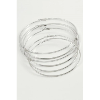 ÇOK SATAN Çizgili Ezme Metal Halka Küpe 6 Adet