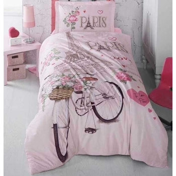 ÇOK SATAN Clasy Ranforce Nevresim Takımı Tek Kişilik Paris Love