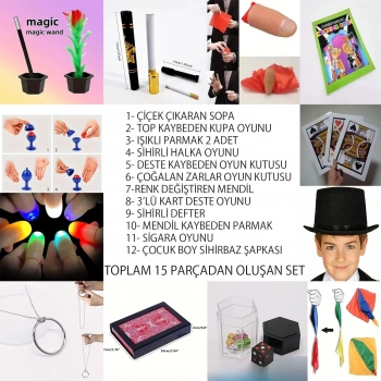 ÇOK SATAN Çocuklar İçin 15 Parça Sihirbazlık Ve İllüzyon Seti – Başlangıç Gösteri Kutusu