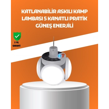 ÇOK SATAN Çok Amaçlı Katlanabilir Güneş Enerjili Kamp Lambası – Masa Üstü ve Asılabilir Kullanım