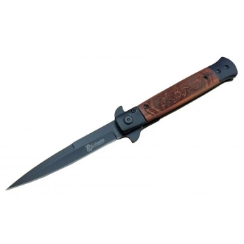 ÇOK SATAN Columbia FS 902 Siyah Kamp Çakı 23cm- Yarı Otomatik, Ejderha Motifli Ahşap Sap, Kemerlikli