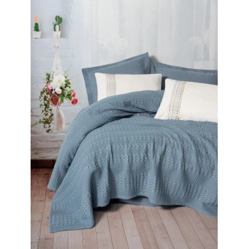 ÇOK SATAN Cotton Box Aura Çift Kişilik Pike Takımı Pebble İndigo