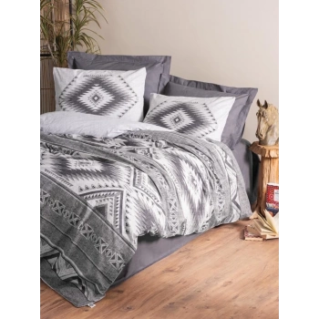 ÇOK SATAN Cotton Box Etnich Nevresim Takımı Çift Kişilik Delos Antrasit