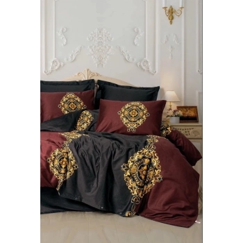 ÇOK SATAN Cotton Box Palace Saten Çift Kişilik Nevresim Takımı Ebren Antrasit