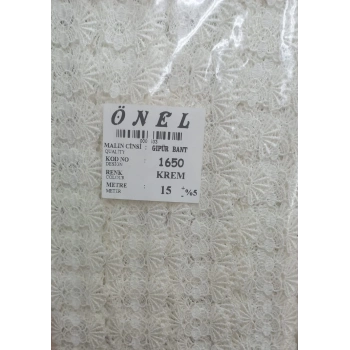 ÇOK SATAN Dantel Polyester Güpür Bant Krem 15 Metre En 6 cm ON-1650-KR