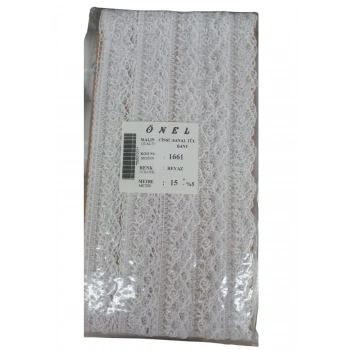 ÇOK SATAN Dantel Polyester Sanal Tül Bant Beyaz 15 Metre En 6 cm ON-1661-B