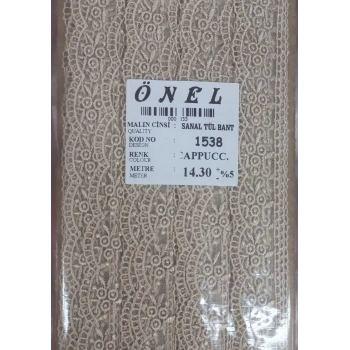 ÇOK SATAN Dantel Polyester Sanal Tül Bant Cappucino 14,30 Metre En 6 cm ON-1538-C
