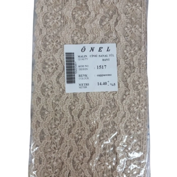 ÇOK SATAN Dantel Polyester Sanal Tül Bant Cappucino 14,40 Metre En 3 cm ON-1517-C