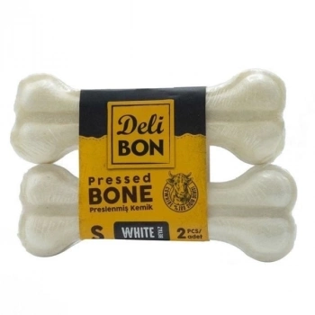 ÇOK SATAN Delibon Deri Pres Vakumlu Kemik Köpek Ödülü Beyaz 12 Cm 2 Adet
