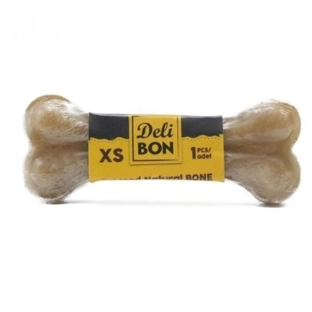 ÇOK SATAN Delibon Deri Pres Vakumlu Kemik Köpek Ödülü Naturel 7 Cm 1 Adet