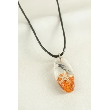 ÇOK SATAN Deniz Yıldızı Elips Epoksi Kolye