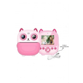 ÇOK SATAN Dijital Video Fotoğraf App Destekli Çocuk Kamerası Termal Resim Kağıt Baskılı Yazıcı Pembe