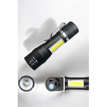 ÇOK SATAN El Feneri Led USB Şarjlı Zoom Mini Led Işık Acil Durum Feneri