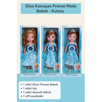 ÇOK SATAN Eliza Konuşan Prenses Moda Bebek Taçlı, Işıltılı Elbiseli, Kutulu Oyuncak Bebek