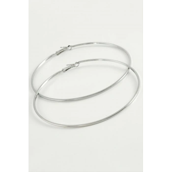 ÇOK SATAN Ezme Çizgili Metal Halka Küpe 8-9-10 cm