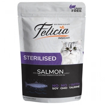 ÇOK SATAN Felicia Tahılsız Somonlu Pouch Kısırlaştırılmış Konserve Kedi Maması 85 Gr