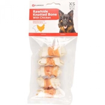 ÇOK SATAN Flamingo Tavuk Etli Sargılı Düğüm Köpek Kemik Ödülü 5 Adet 5 Cm