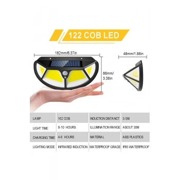 ÇOK SATAN Fonksiyonel Sensörlü 102 Ledli Solar Bahçe Lambası
