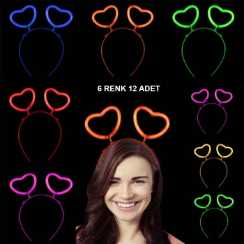 ÇOK SATAN Glow Karanlıkta Yanan Fosforlu Kalp Taç 12 Adet