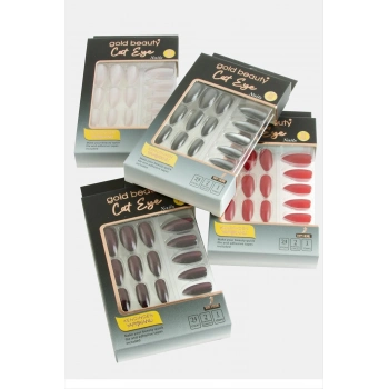 ÇOK SATAN Gold 24lü Kedi Gözü Takma Tırnak