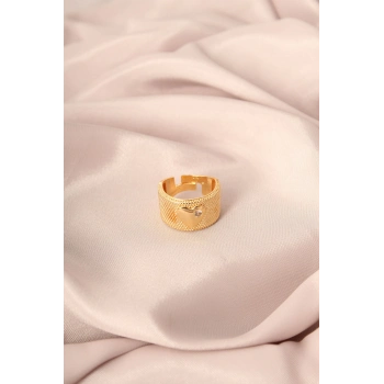 ÇOK SATAN Gold Renk Metal Zirkon Taşlı Kalp Model Ayarlanabilir Kadın Yüzük