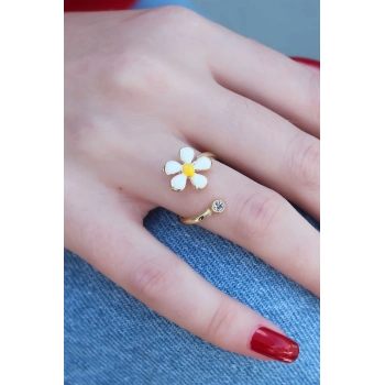 ÇOK SATAN Gold Renk Papatya Model Zirkon Taş Detay Kadın Yüzük