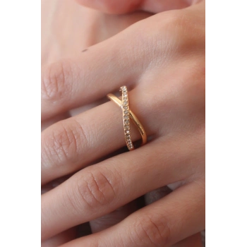 ÇOK SATAN Gold Renk Zirkon Taşlı Kadın Yüzük