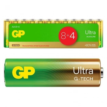 ÇOK SATAN Gp G-tech 8+4 12li Paket Aa Alkalin Kalem Pil (8 Adet Fiyatına 12 Adet Pil)