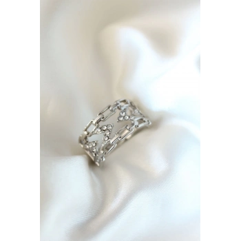 ÇOK SATAN Gümüş Kaplama Zirkon Taşlı Kadın Yüzük