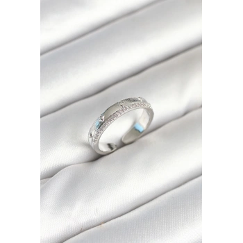 ÇOK SATAN Gümüş Renk Şerit Zirkon Taşlı Kadın Yüzük