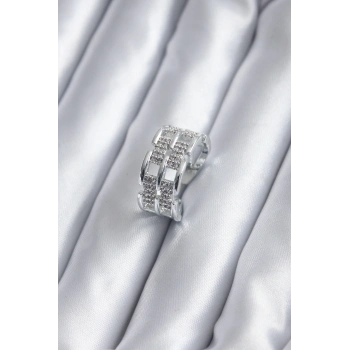 ÇOK SATAN Gümüş Renk Zirkon Taşlı Kemer Model Kadın Yüzük