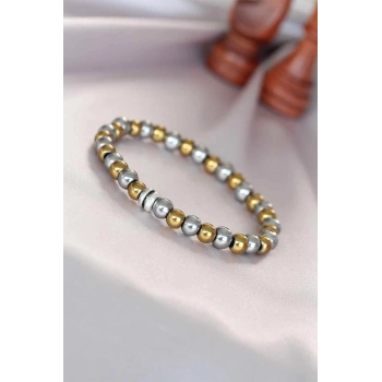 ÇOK SATAN Hematit Silver Gold Renk Doğal Taş Erkek Bileklik