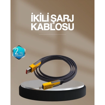ÇOK SATAN Hızlı Şarj Destekli 65W Örgülü USB-C ve USB-A Çoklu Şarj Kablosu