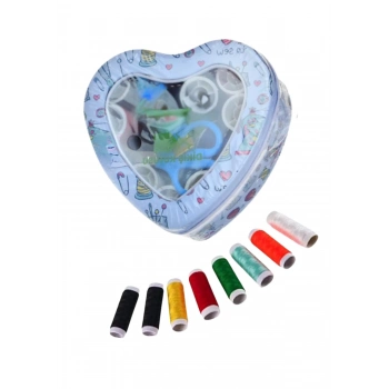 ÇOK SATAN İplik Set Teneke Kutu Kalpli Dikiş Seti