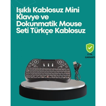 ÇOK SATAN Işıklı Kablosuz Mini Klavye – 2.4 GHz, Dokunmatik Mouse Özellikli