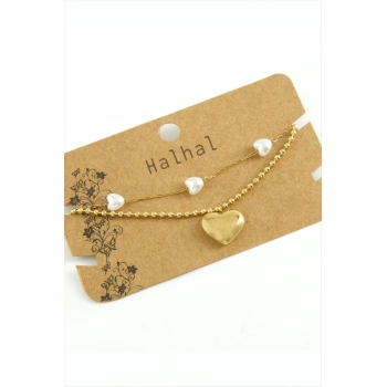 ÇOK SATAN Kalp Lüks İnci Çelik Halhal