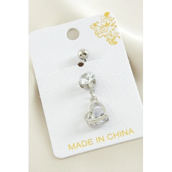 ÇOK SATAN Kalp Zirkon Taşlı Çelik Piercing 1 Adet