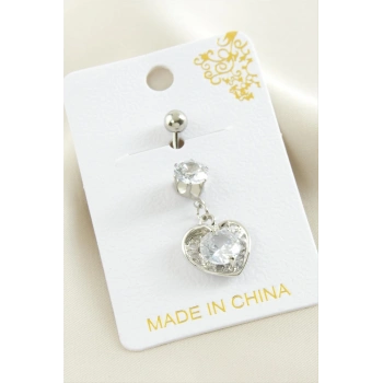 ÇOK SATAN Kalp Zirkon Taşlı Çelik Piercing 1 Adet