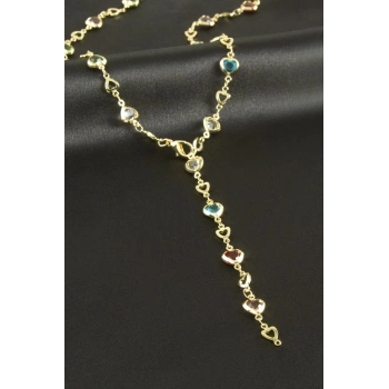 ÇOK SATAN Kalp Zirkon Taşlı Y Kolye