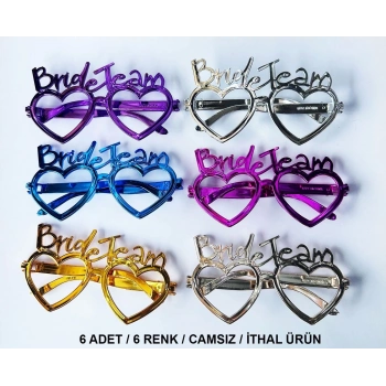 ÇOK SATAN Kalpli Bride Team Gözlük Seti 6 Renk - Kına  Düğün Partileri İçin