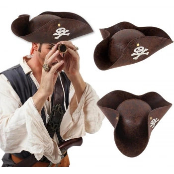 ÇOK SATAN Kaptan Jack Korsan Şapkası Vinleks Deri Denizci Korsan Şapkası
