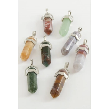 ÇOK SATAN Karışık Akik Point Kolye Ucu